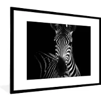 PosterMonkey Fotolijst incl. Poster - Zebra - Zwart - Wit - Dieren - 80x60 cm - Posterlijst