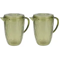 Excellent houseware Schenkkan/waterkan - 2x - groen - 2500 ML - kunststof - D14 x H21 cm