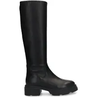Manfield Zwarte leren hoge laarzen met half stretch | Maat 39
