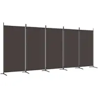 vidaXL Kamerscherm met 5 panelen 433x180 cm stof bruin