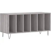 vidaXL - Platenkast - 100x38x48 - cm - bewerkt - hout - grijs - sonoma - eikenkleurig
