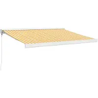 vidaXL Luifel uittrekbaar 3,5x2,5 m stof en aluminium geel en wit
