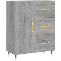 vidaXL Dressoir 69,5x34x90 cm bewerkt hout grijs sonoma eikenkleurig