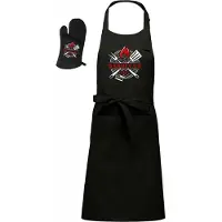 Kariban Mijncadeautje - Luxe Barbecue schort - BBQ chef - zwart - met BBQ- handschoen
