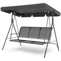 LifeGoods Schommelbank - 3-zits - tot 250KG - Kantelbaar Dak - UV-bestendig Zonnescherm - 172x104x162cm - Grijs