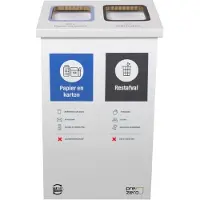 KarTent Kartonnen eco bin twee vakken - GFT & papier/karton - 60 L prullenbak | Andere bedrukking mogelijk -