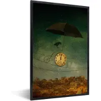 PosterMonkey Poster - Fotolijst - Tijd - Klok - Vogel - Huis - Poster in lijst - 80x120 cm