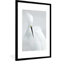 PosterMonkey Poster met lijst - Poster dieren - Reiger - Vogel - Wit - Dier - 60x90 cm - Wanddecoratie