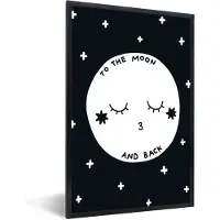 PosterMonkey Fotolijst incl. Poster - Quote - Maan - Liefde - Kinderen - Jongens - Meisjes - Baby - Kind - 60x90 cm - Posterlijst