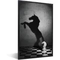 PosterMonkey Fotolijst - Posters - Paard - Schaken - Silhouette - Poster in lijst - Frame - 80x120 cm