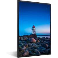 PosterMonkey Fotolijst - Poster - Vuurtoren - Water - Stenen - Lucht - 20x30 cm