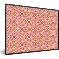 PosterMonkey Fotolijst incl. Poster - Patroon - Vormen - Roze - Oranje - Rood - 40x30 cm - Posterlijst