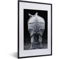 PosterMonkey Poster - Fotolijst - Neushoorn - Dieren - Zwart wit - Kader - Wanddecoratie - 40x60 cm