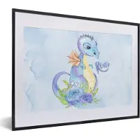 PosterMonkey Fotolijst incl. Poster - Dino - Kinderkamer - Waterverf - Jongens - Jongetje - Kinderen - 40x30 cm - Posterlijst