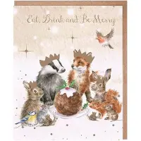Wrendale Designs Wrendale Kerstkaarten Notepack - 8 stuks -'The Christmas Party' Woodland Animal Christmas Card Pack