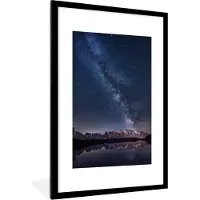 PosterMonkey Poster - Fotolijst - Meer - Noorderlicht - Bergen - Natuur - 80x120 cm - Poster in lijst - Kader