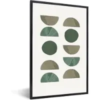 PosterMonkey Fotolijst incl. Poster - Vormen - Groen - Cirkel - Half - 40x60 cm - Posterlijst