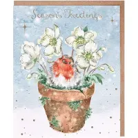 Wrendale Designs Wrendale Kerstkaarten Notepack - 8 stuks - 'Season's Tweetings' Robin Christmas Card Pack