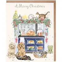Wrendale Designs Wrendale Kerstkaarten Notepack - 8 stuks - 'The Country Christmas Kitchen' Dog and Cat Christmas Card Pack