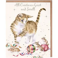Wrendale Designs Wrendale Kerstkaarten Notepack - 8 stuks -'All Creatures Great and Small' Cat Christmas Card Pack
