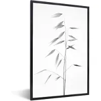PosterMonkey Plant - Grijs - Wit - Fotolijst - Kader - 80x120 cm - Wanddecoratie