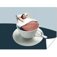 PosterMonkey Poster Vrouw - Koffie - Vintage - 40x30 cm