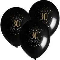 SANTEX verjaardag leeftijd ballonnen 30 jaar - 24x stuks - zwart/goud - 23 cm - Feestartikelen