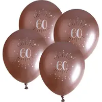 SANTEX verjaardag leeftijd ballonnen 60 jaar - 24x stuks - rosegoud - 30 cm - Feestartikelen