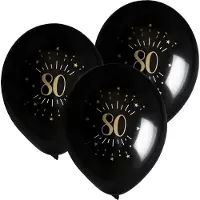 SANTEX verjaardag leeftijd ballonnen 80 jaar - 24x stuks - zwart/goud - 23 cm - Feestartikelen