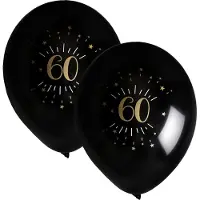 SANTEX verjaardag leeftijd ballonnen 60 jaar - 16x stuks - zwart/goud - 23 cm - Feestartikelen