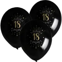 SANTEX verjaardag leeftijd ballonnen 18 jaar - 24x stuks - zwart/goud - 23 cm - Feestartikelen