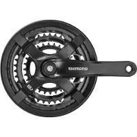 Shimano 6/7/8-speed Tourney FC-TY501 kettingbladset met 175 mm crank 48 x 38 x 28T met kettingkast - zwart