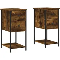 vidaXL Nachtkastjes 2 st 32x42x70 cm bewerkt hout gerookt eikenkleurig
