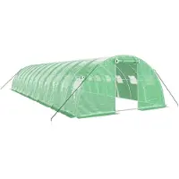vidaXL Kas met stalen frame, groen, 48 m², 12x4x2 meter