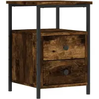 vidaXL Nachtkastje 34x35,5x50 cm bewerkt hout gerookt eikenkleurig