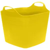 Excellent houseware Flexibele emmer - geel - 25 liter - kunststof - vierkant - 35 x 38 cm - Wasmanden