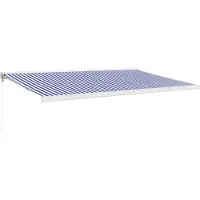 vidaXL Luifel uittrekbaar 5x3 m stof en aluminium blauw en wit