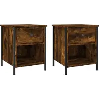 vidaXL Nachtkastjes 2 st 40x42x50 cm bewerkt hout gerookt eikenkleurig