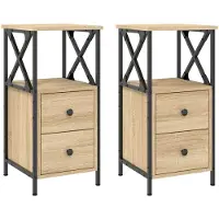 vidaXL Nachtkastjes 2 st 34x35,5x70 cm sonoma eikenkleurig