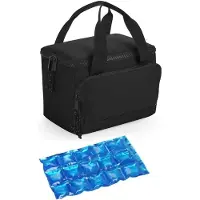 Bagbase Kleine koeltas/lunch tas - incl. koelelement - 24 x 17 x 17 cm - 2 vakken - zwart - Koeltas