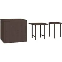 vidaXL Bijzettafels 3 st poly rattan bruin