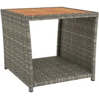 vidaXL Salontafel met houten blad poly ratten massief acaciahout grijs