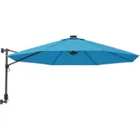 vidaXL Wandparasol met LEDs 290 cm zeeblauw