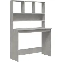 vidaXL Bureau met plank, betonkleur, 102x45x148 cm, houtvezel