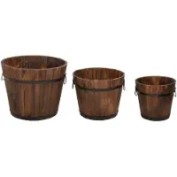 vidaXL Plantenbakset houten emmer 3-delig massief vurenhout