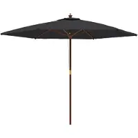 vidaXL Parasol met houten paal 299x240 cm zwart
