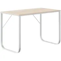 vidaXL Computerbureau 110x60x73 cm spaanplaat wit en eikenkleurig