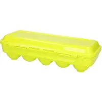 Forte Plastics Eierdoos - koelkast organizer eierhouder - 10 eieren - groen - kunststof - 27 x 12,5 cm - Vershoudbakjes
