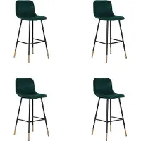 Bronx71 Velvet barkruk Mikky groen 68 - 79 cm - barkrukken set van 4 - barstoel