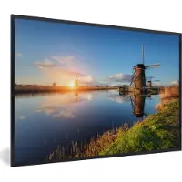 PosterMonkey Fotolijst incl. Poster - Windmolen - Water - Zon - 60x40 cm - Posterlijst